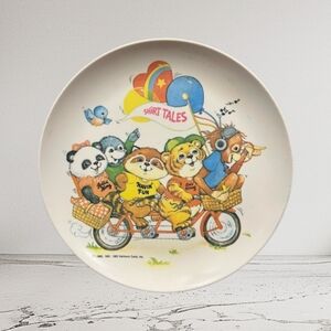 Vintage 1982 Shirt Tales Plate | Hallmark |Cartoon Animals | Kids Plastic Plate